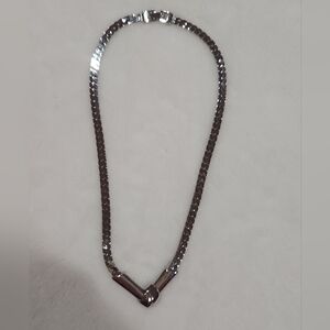 Monet Herringbone Silver Tone Necklace with Knot Detail